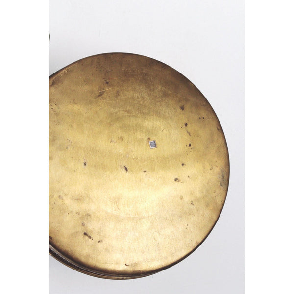 Vintage Brass Tray - Round Pierced Edge & Floral Engraved Design - Serving Tray