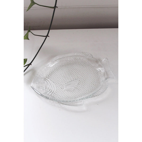 Vintage Fish Glass Serving Platter Tray - Dining Or Decor - Coastal, Catchall Dish