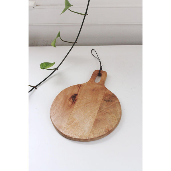 Vintage Round Wooden Cutting Board With Handle & Hanging Loop - Kitchen Display, Mid Century Decor