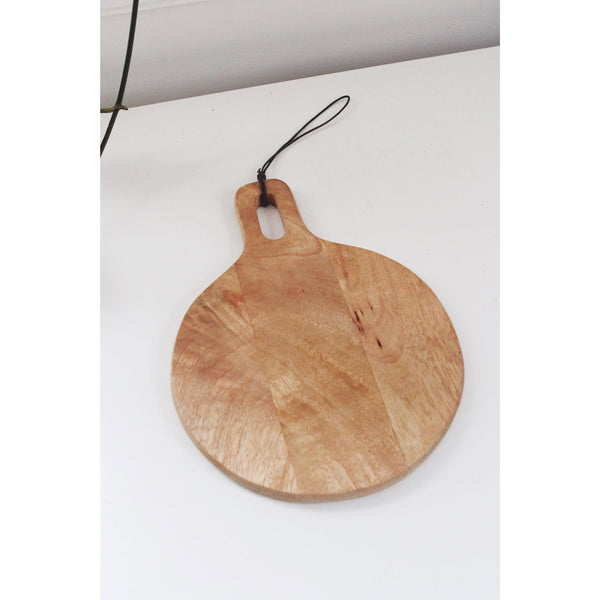 Vintage Round Wooden Cutting Board With Handle & Hanging Loop - Kitchen Display, Mid Century Decor