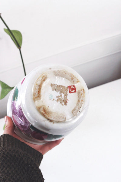 Vintage Planter Pot - Octagonal Chinoiserie Floral Blue and White Porcelain