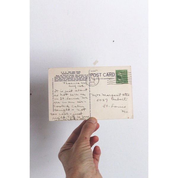 Vintage Arizona Postcard The Arm Chair Petrified Forest Arizona With Handwritten Note 1940