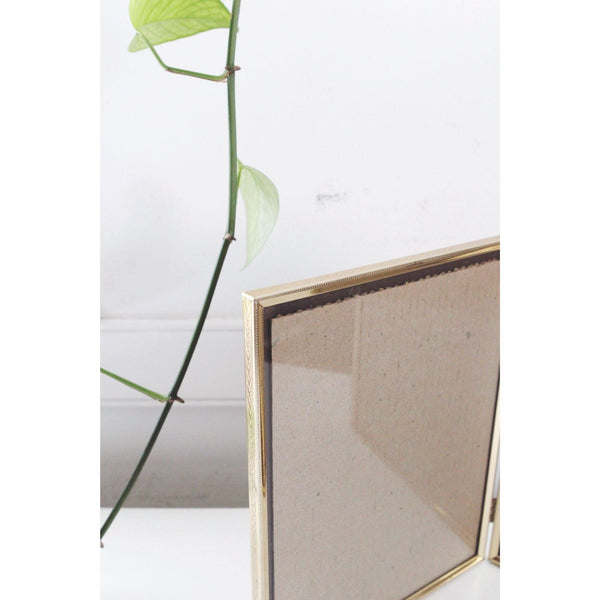 Vintage Gold Bi-Fold Picture Frame 8x10 - Double Hinged Glass With Ornate Edge Design