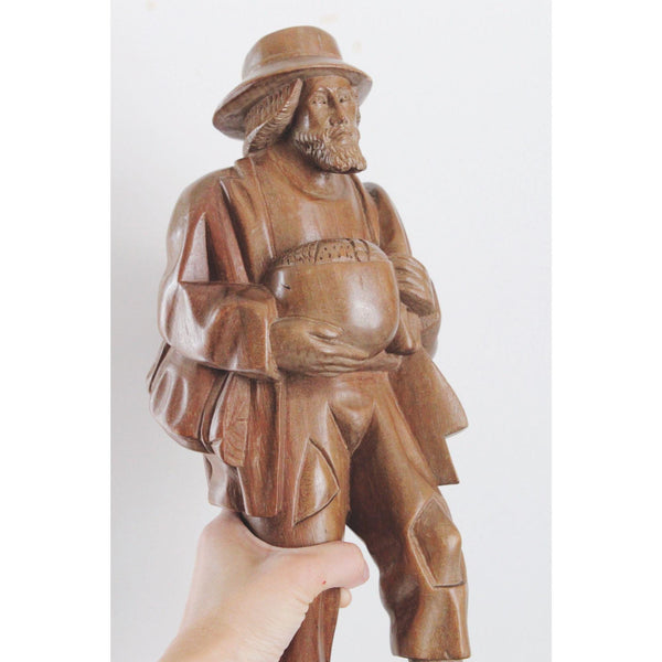 Vintage Hand-Carved Wooden Traveling Men Figurines - Vagabond Rustic Sculptures