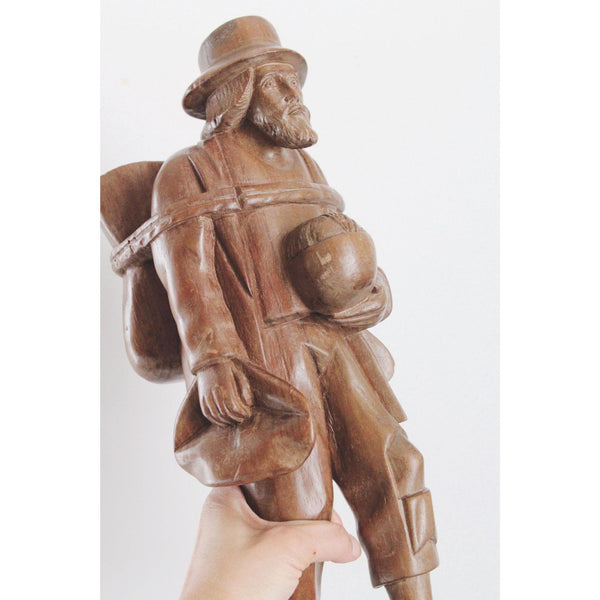 Vintage Hand-Carved Wooden Traveling Men Figurines - Vagabond Rustic Sculptures