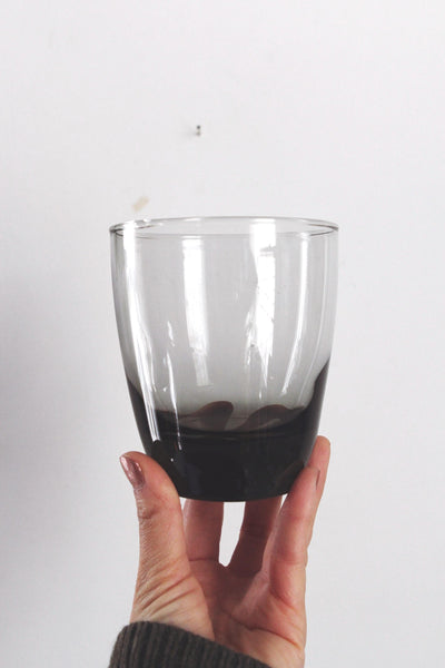 Vintage Tumblers - Libbey "Classic Smoke" - Gray Glass, 1970s, Scandinavian Style, Weighted Glasses