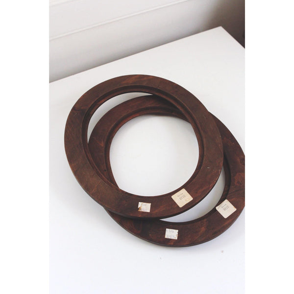 Vintage Oval Wooden Frames In Dark Brown Finish Antique - Sold Individually