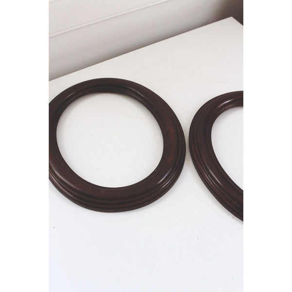 Vintage Oval Wooden Frames In Dark Brown Finish Antique - Sold Individually