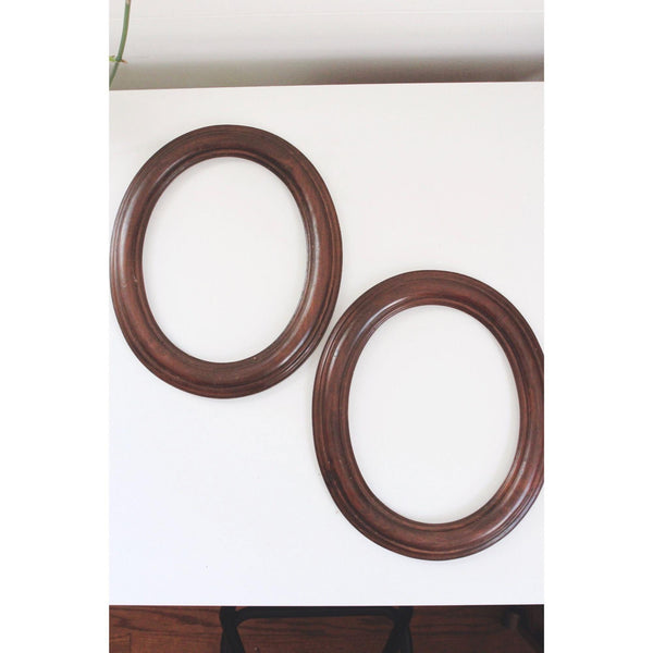 Vintage Oval Wooden Frames In Dark Brown Finish Antique - Sold Individually