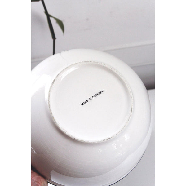 Stoneware Ceramic Mixing Bowls Set With Cobalt Blue Rim - BIA Cordon Bleu - Portugal, Set Of 2