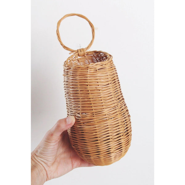 Vintage Woven Rattain Wicker Wall Hanging Basket - Wall Decor, Storage - Cottagecore, Farmhouse