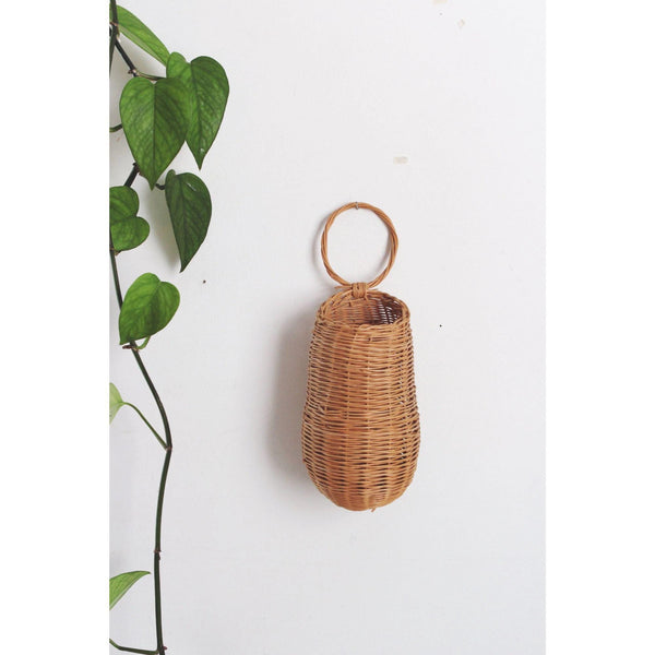 Vintage Woven Rattain Wicker Wall Hanging Basket - Wall Decor, Storage - Cottagecore, Farmhouse