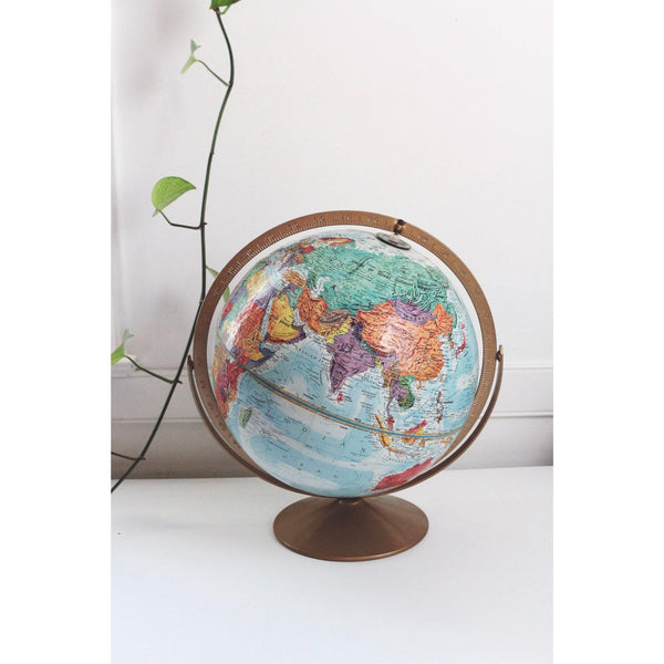 Vintage Globe Replogle World Nation Series 12-Inch With Metal Stand & Raised Relief