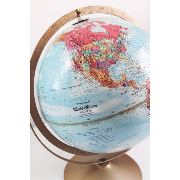 Vintage Globe Replogle World Nation Series 12-Inch With Metal Stand & Raised Relief