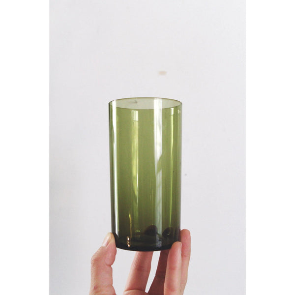 Vintage Green Glasses Set Of 8 - Mid-Century Modern Drinkware - Tall Tumblers, Small Goblets