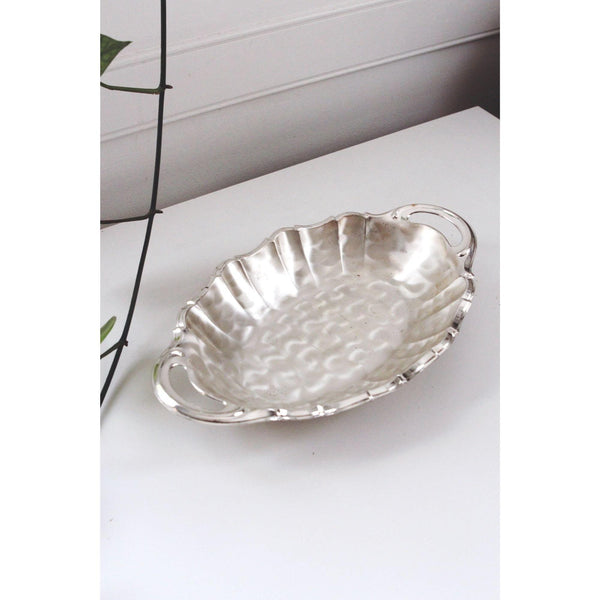 Vintage Silver-Plated Handled Oval Serving Tray Trinket Dish Scalloped Edge - WMF Ikora