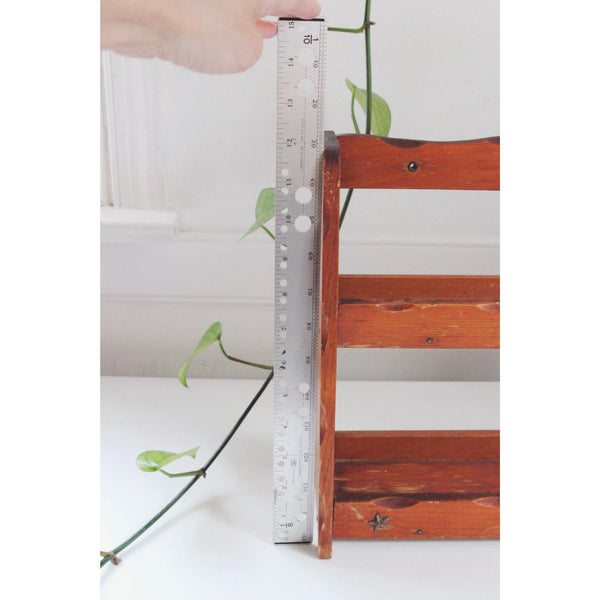 Vintage Wooden Spice Rack Wall Shelf - Brass Eagle & Star Accents - Rustic Americana