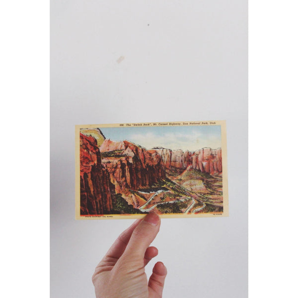 Vintage Zion National Park Utah Postcard - "The Switch Back" Mt. Carmel Highway