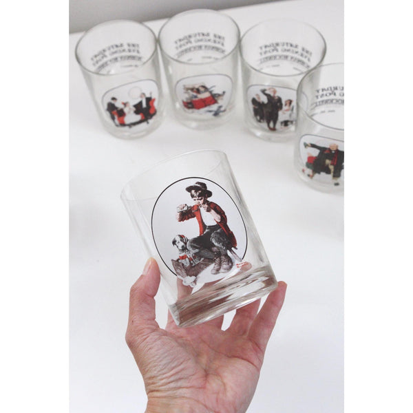 Vintage Saturday Evening Post Norman Rockwell Glasses - 1970s, Set Of 8, Barware