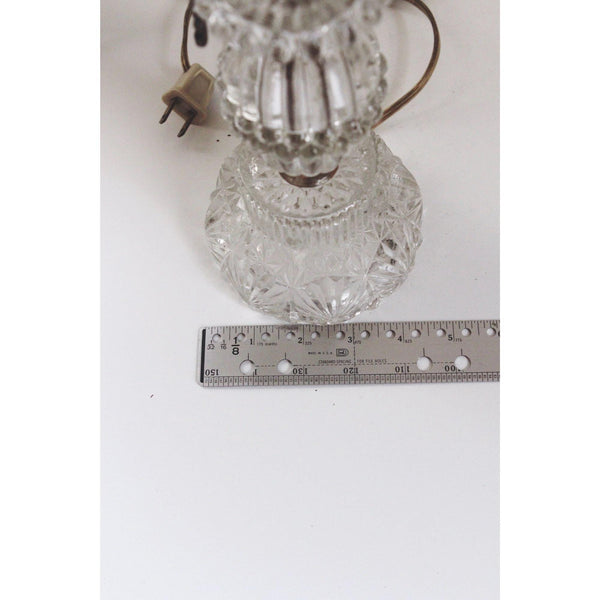 Vintage 60s Glass Table Lamp - Brass Socket & Pull Chain - Budoir, Hollywood Regency