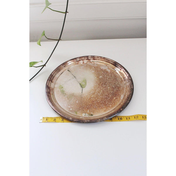 Vintage Silver-Plated Serving Tray - Ornate Engraved Pattern, Tarnished Patina - Towle