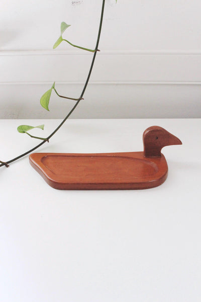 Vintage Wooden Duck Tray - Catchall Trinket Dish - Mid Century, Cottagecore, Farmhouse