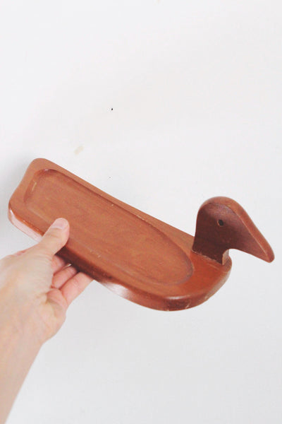 Vintage Wooden Duck Tray - Catchall Trinket Dish - Mid Century, Cottagecore, Farmhouse