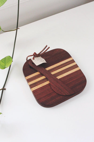 Vintage Wooden Cutting Board or Cheese Plate - Handcrafted, Mid Century Modern