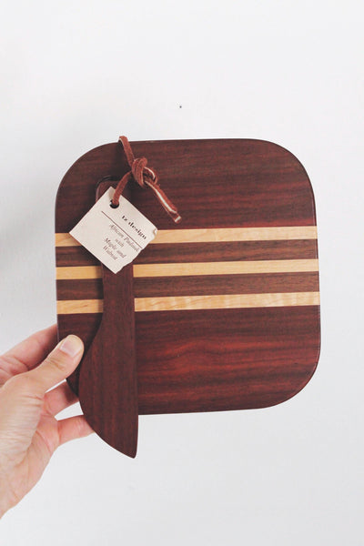 Vintage Wooden Cutting Board or Cheese Plate - Handcrafted, Mid Century Modern