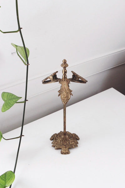 Vintage Victorian Style Clip Brass Stand - Card, Notes, Photograph Holder - Jewelry Display, Towel Holder
