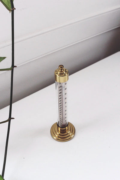 Vintage Brass Thermometer - Conant Custom Brass Vermont - Tabletop Desktop Thermometer