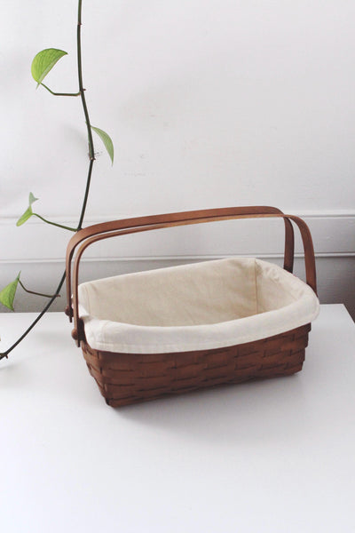 Vintage Woven Rectangle Basket - Heritage Mint, Canadian Maple - Gingham, Farmhouse, Cottagecore