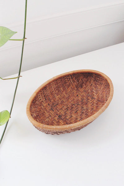 Vintage Woven Basket or Bowl - Handcrafted - Farmhouse, Cottagecore