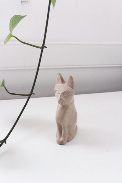 Vintage Hand-Carved Etched Black Stone Mother and Child Figurine Sculpture