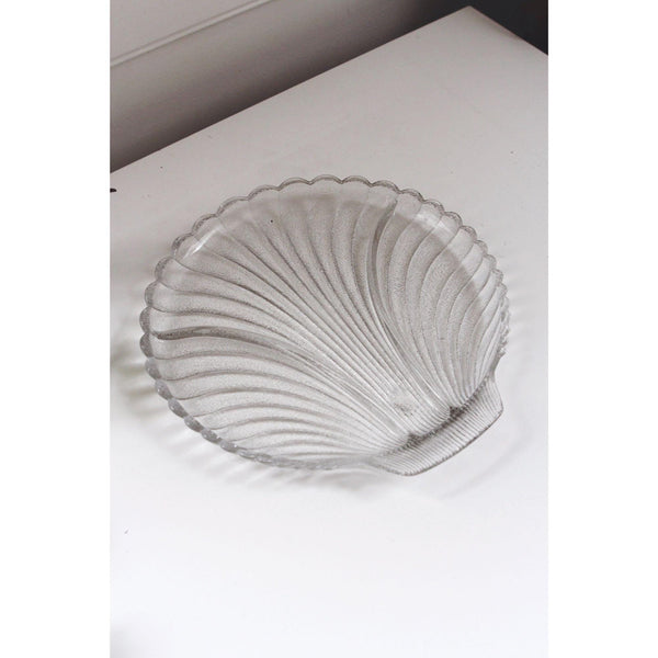 Vintage Glass Scallop Shell Serving Platter - Catchall Tray, Trinket Dish