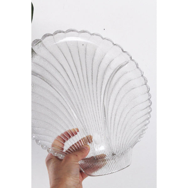 Vintage Glass Scallop Shell Serving Platter - Catchall Tray, Trinket Dish