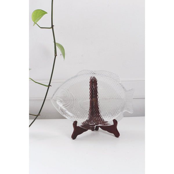Vintage Fish Glass Serving Platter Tray - Dining Or Decor - Coastal, Catchall Dish
