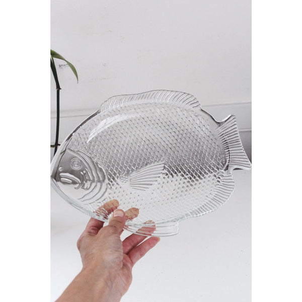 Vintage Fish Glass Serving Platter Tray - Dining Or Decor - Coastal, Catchall Dish