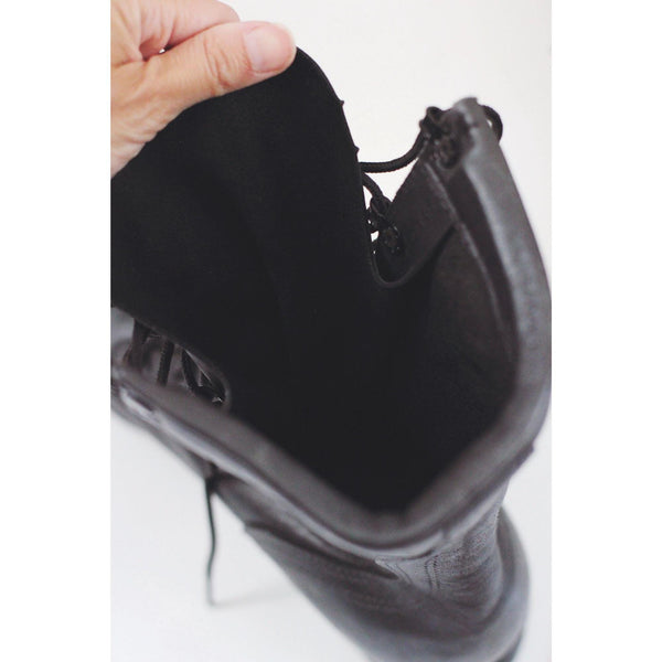 Vintage Black Leather Military Combat Boots Ro-Search Lace-Up Panama Soles 5.5