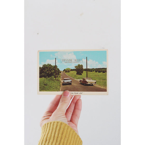 Vintage Florida Postcard Spook Hill Lake Wales With Retro Cars Scene, Mid Century