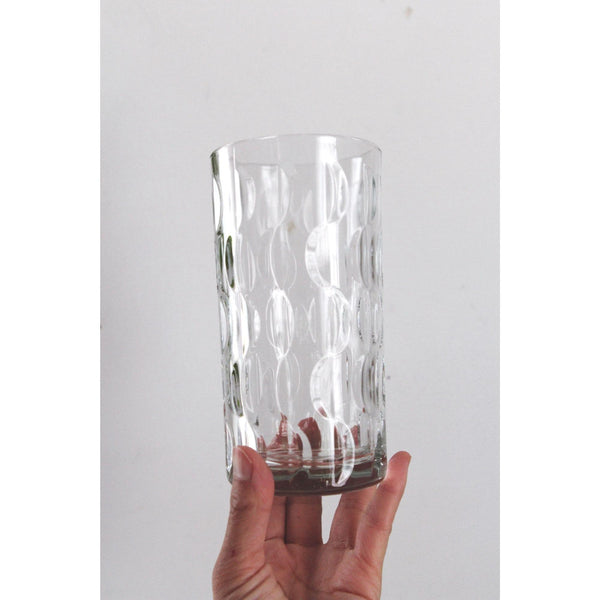 Vintage Clear Glasses Textured Wave, Crescent Moon or Half Moon Pattern, Set of 4 - Tall Drinking Tumblers, Mid Century