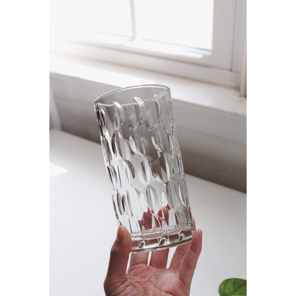Vintage Clear Glasses Textured Wave, Crescent Moon or Half Moon Pattern, Set of 4 - Tall Drinking Tumblers, Mid Century