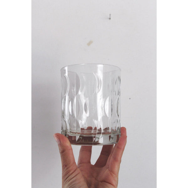 Vintage Clear Glass Tumblers Textured Wave, Crescent Moon or Half Moon Pattern, Set of 4 - Glasses, Mid Century