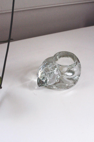 Vintage Indiana Glass Sleeping Cat Votive Candle Holder Figurine Paperweight Heavy
