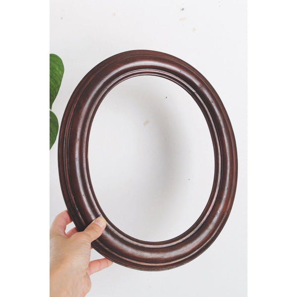 Vintage Oval Wooden Frames In Dark Brown Finish Antique - Sold Individually