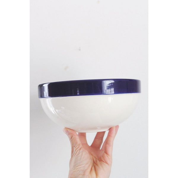 Stoneware Ceramic Mixing Bowls Set With Cobalt Blue Rim - BIA Cordon Bleu - Portugal, Set Of 2