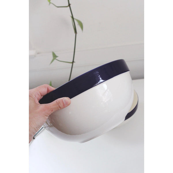 Stoneware Ceramic Mixing Bowls Set With Cobalt Blue Rim - BIA Cordon Bleu - Portugal, Set Of 2