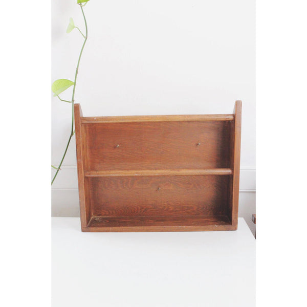 Vintage Wooden Wall Shelf With Two Rods For Display Storage - Trinket Shelf, Towel Rack