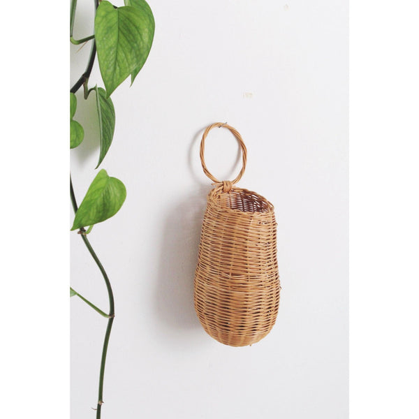 Vintage Woven Rattain Wicker Wall Hanging Basket - Wall Decor, Storage - Cottagecore, Farmhouse