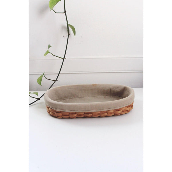 Vintage Oval Hand Woven Wood Splint Bread Basket, Storage Tray - Rustic, Farmhouse, Cottagecore